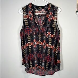 Eclipse Geometric Sleeveless Sheer Tank Top